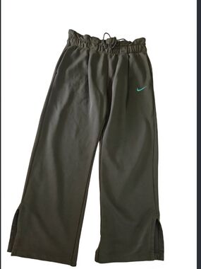 Nike Womens Phoenix Fleece  Olive Green Wide-Leg Pants